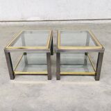 Hollywood Regency Two-Tier Sofa End Tables, 1970s, Set of 2