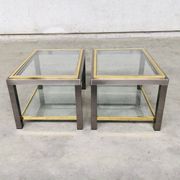Hollywood Regency Two-Tier Sofa End Tables, 1970s, Set of 2