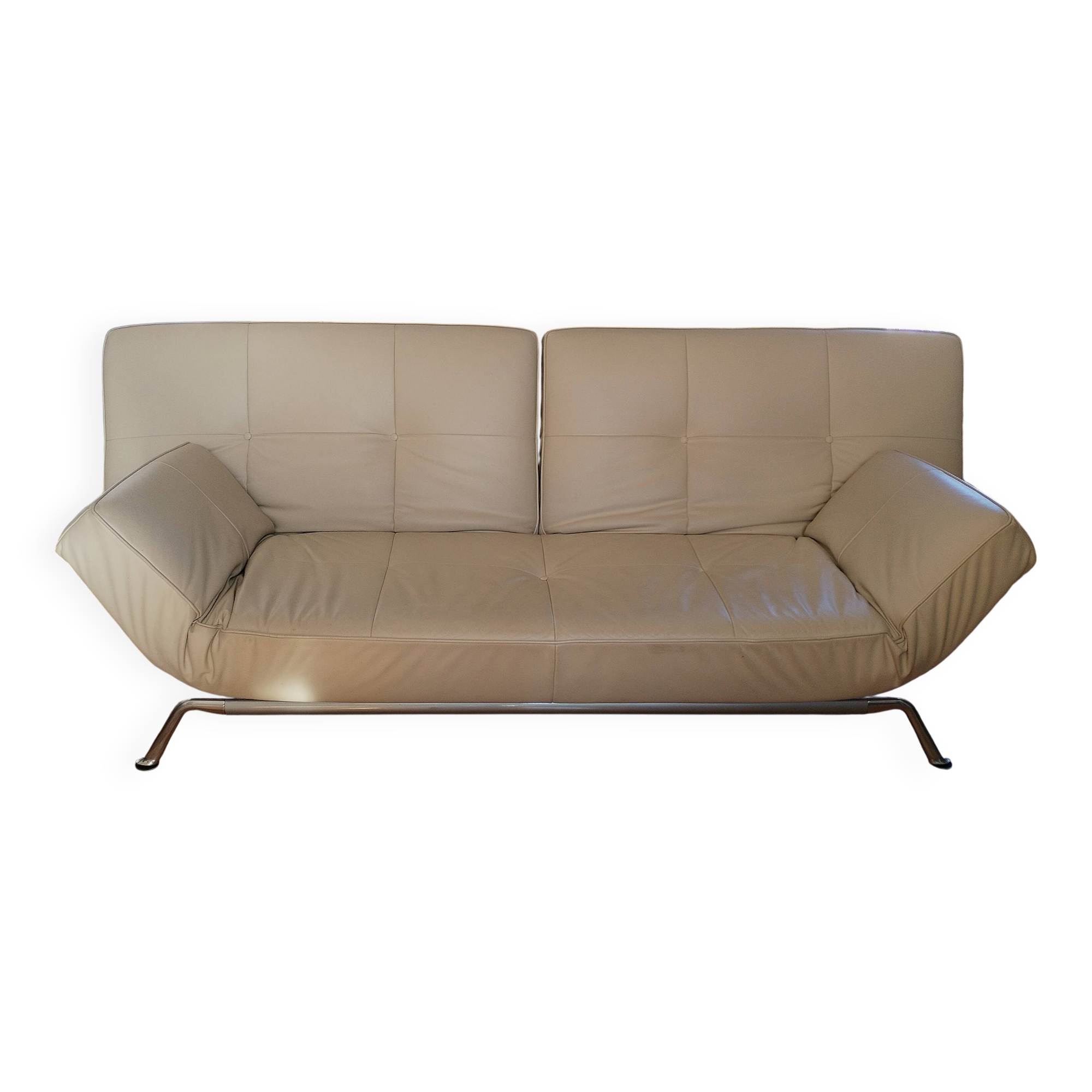 Canapé cuir beige smala de chezcinnz
