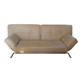 Canapé cuir beige smala de chezcinnz