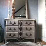 Curved chest of drawers 6 drawers of style xviiith patinated mole