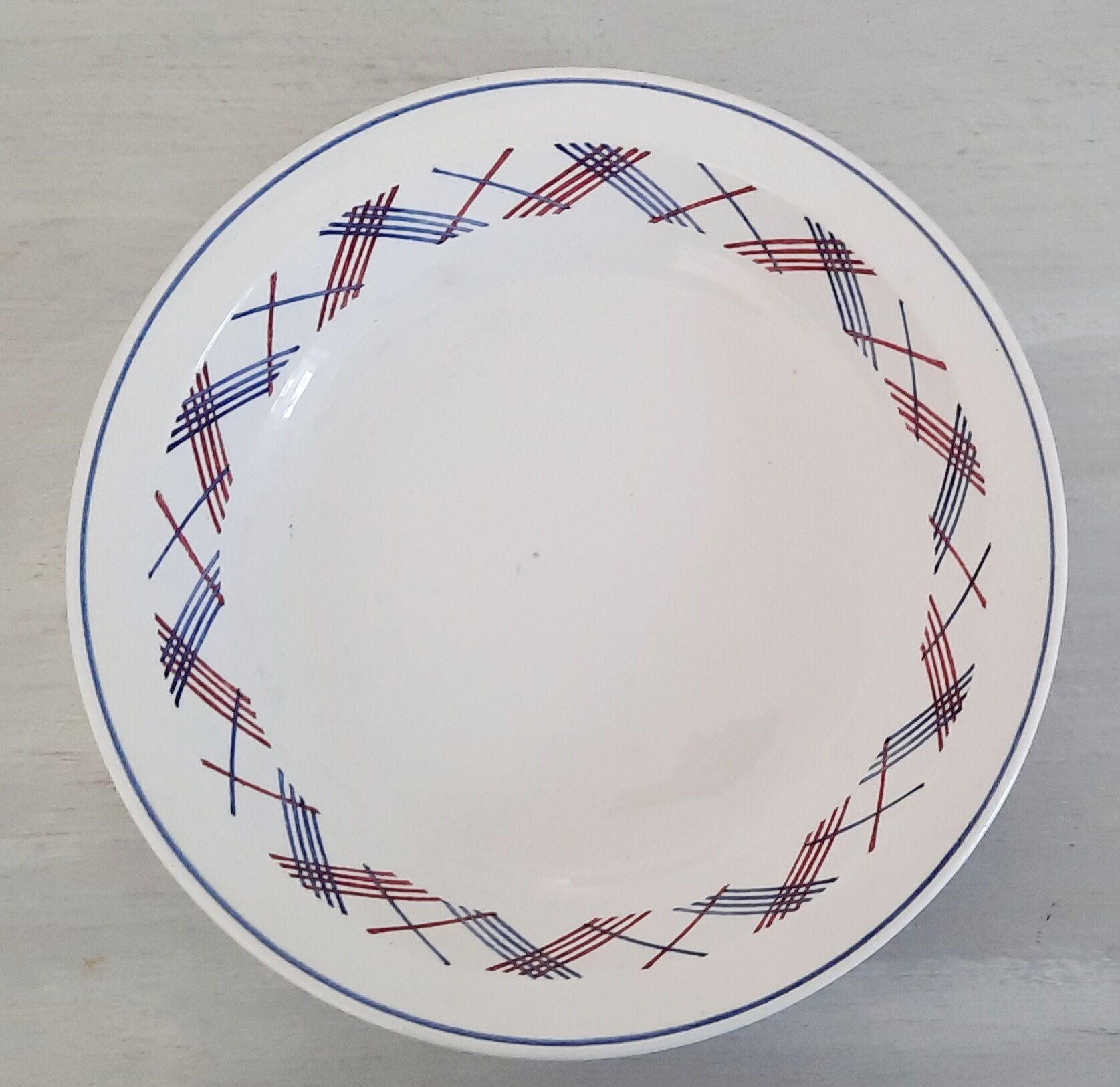 Hollow round earthenware dish Digoin Sarreguemines model Salies vintage