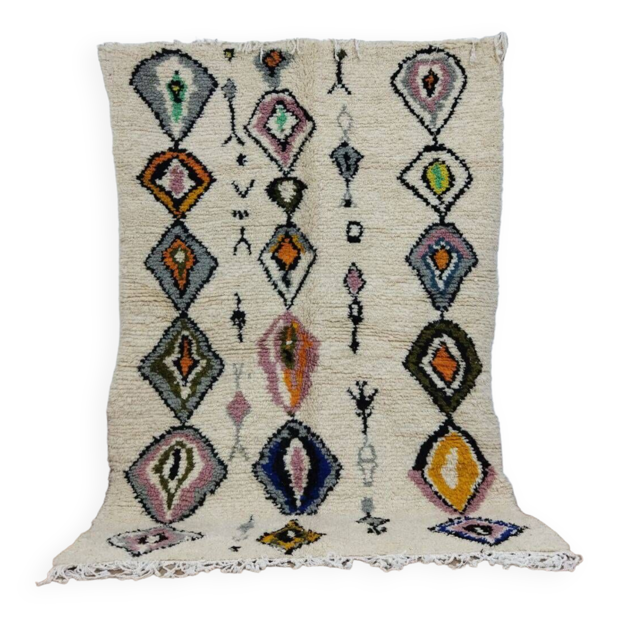 Handmade wool Berber rug 224 x 147 cm