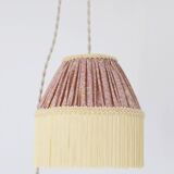 Small floral portable lamp with fringed finish