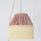Small floral portable lamp with fringed finish