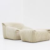 Beige Cinna Sandra Armchair & Footstool by Annie Hiéronimus for Ligne Roset