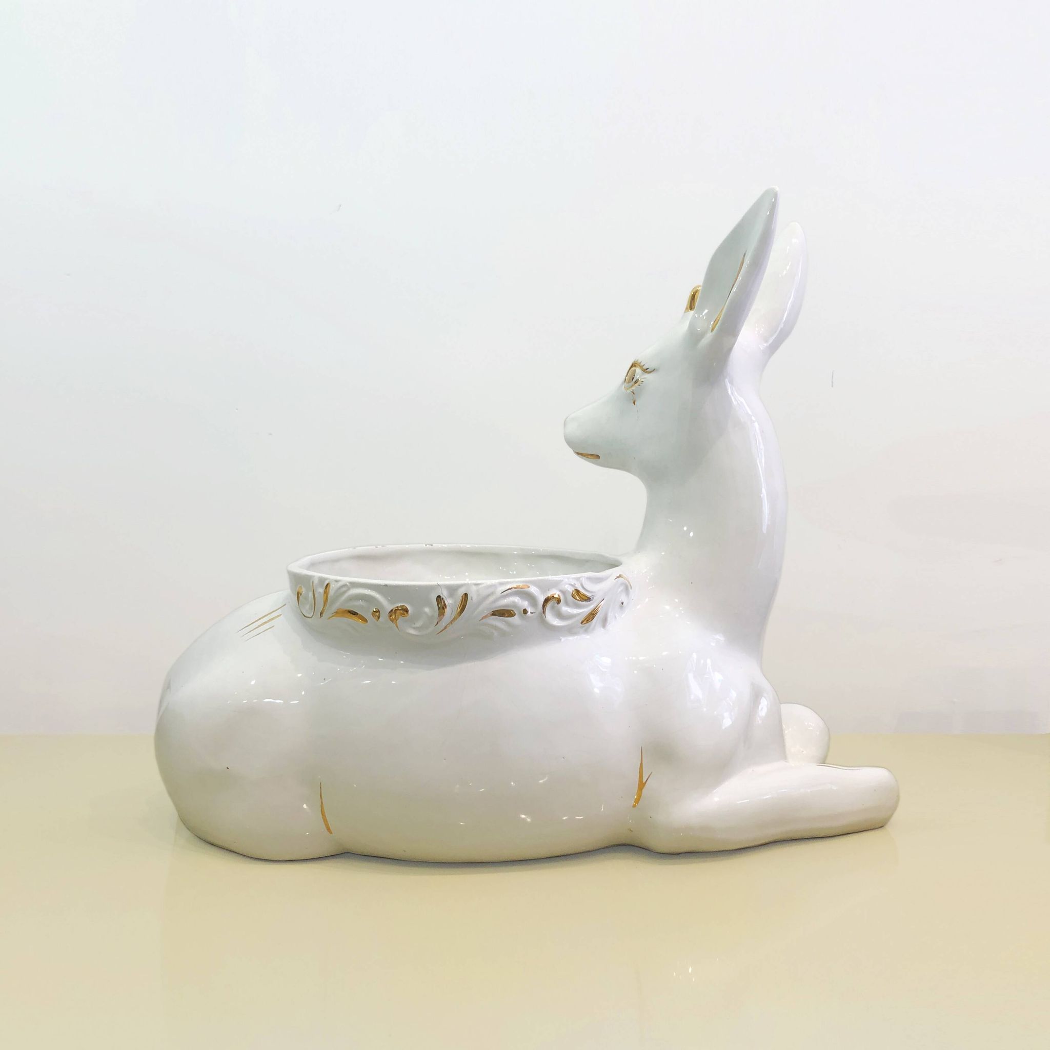 Vintage Italian Antica Athena Deer Faun Ceramic Flower Planter c.1980s