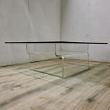 Space age lucite and glass coffee table, 1970s