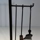 Modernist Fire Necessities in Steel and Brass with Hanging Tools, in the