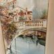 Small bridge in venice watercolor signed f. jeannin big framed early twentieth century
