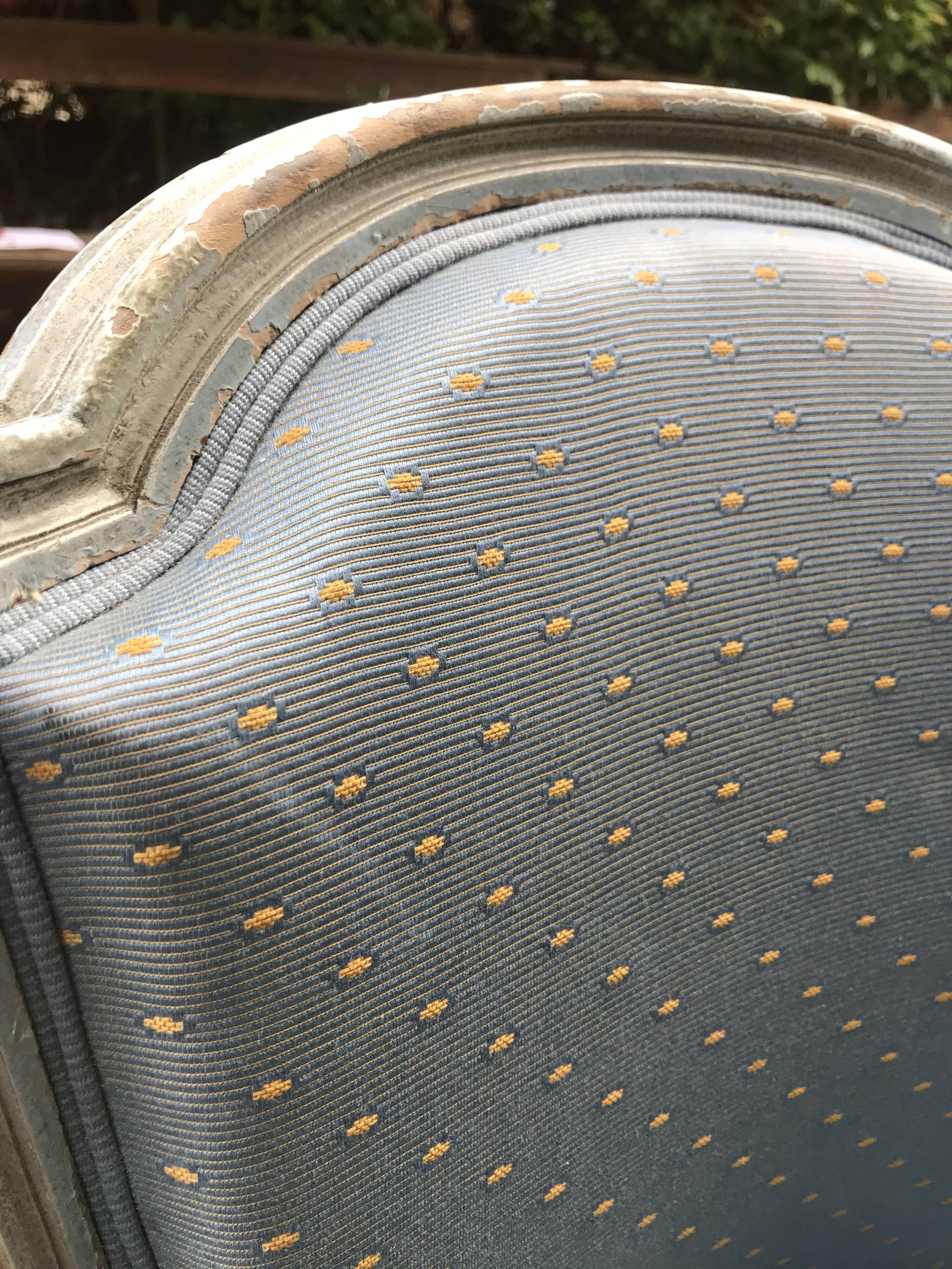 Pair of blue Louis XVI style armchairs