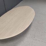 Table basse ovale vintage en travertin, années 1970