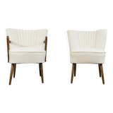 Pair of white cream boucle cocktail chairs, 1950s