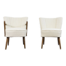 Pair of white cream boucle cocktail chairs, 1950s