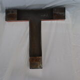 Lettre d'enseigne en zinc ancienne  T