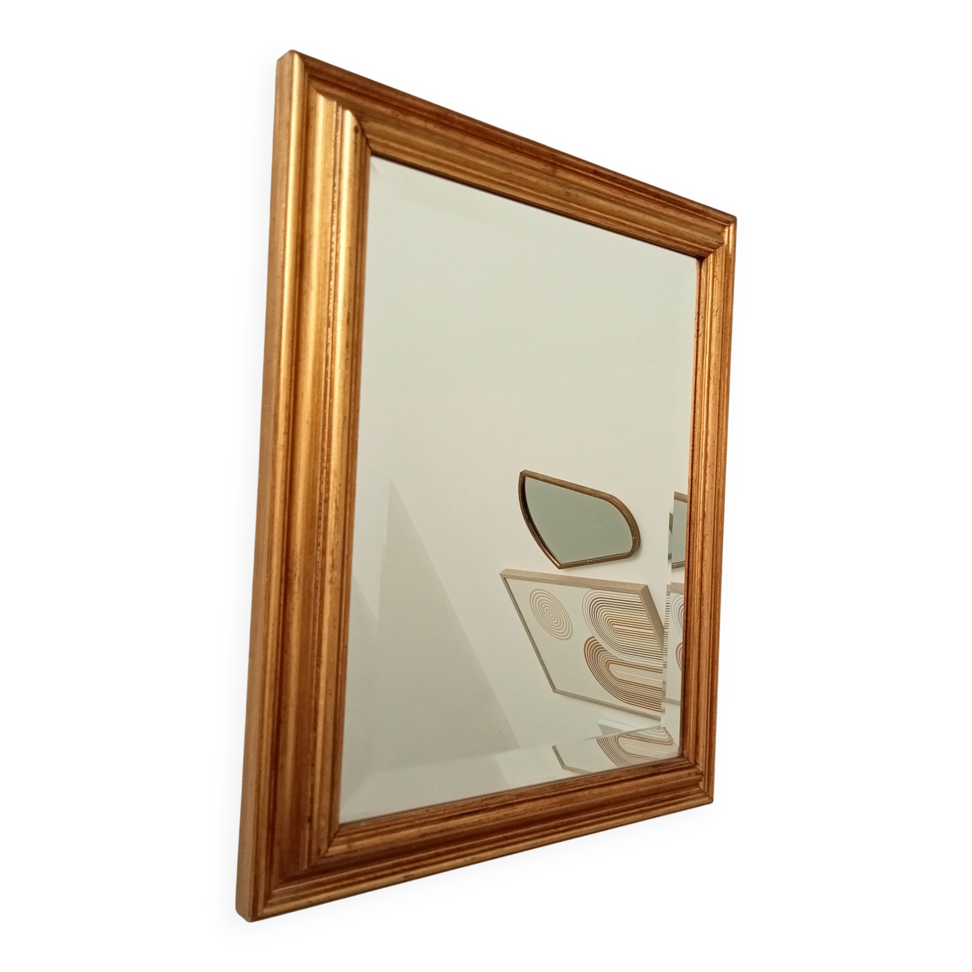 Vintage gold mirror beveled glass 47.5*37.5