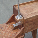 Industrial wood furniture, furniture with integrated lamp, trade furniture, industrial, compass feet