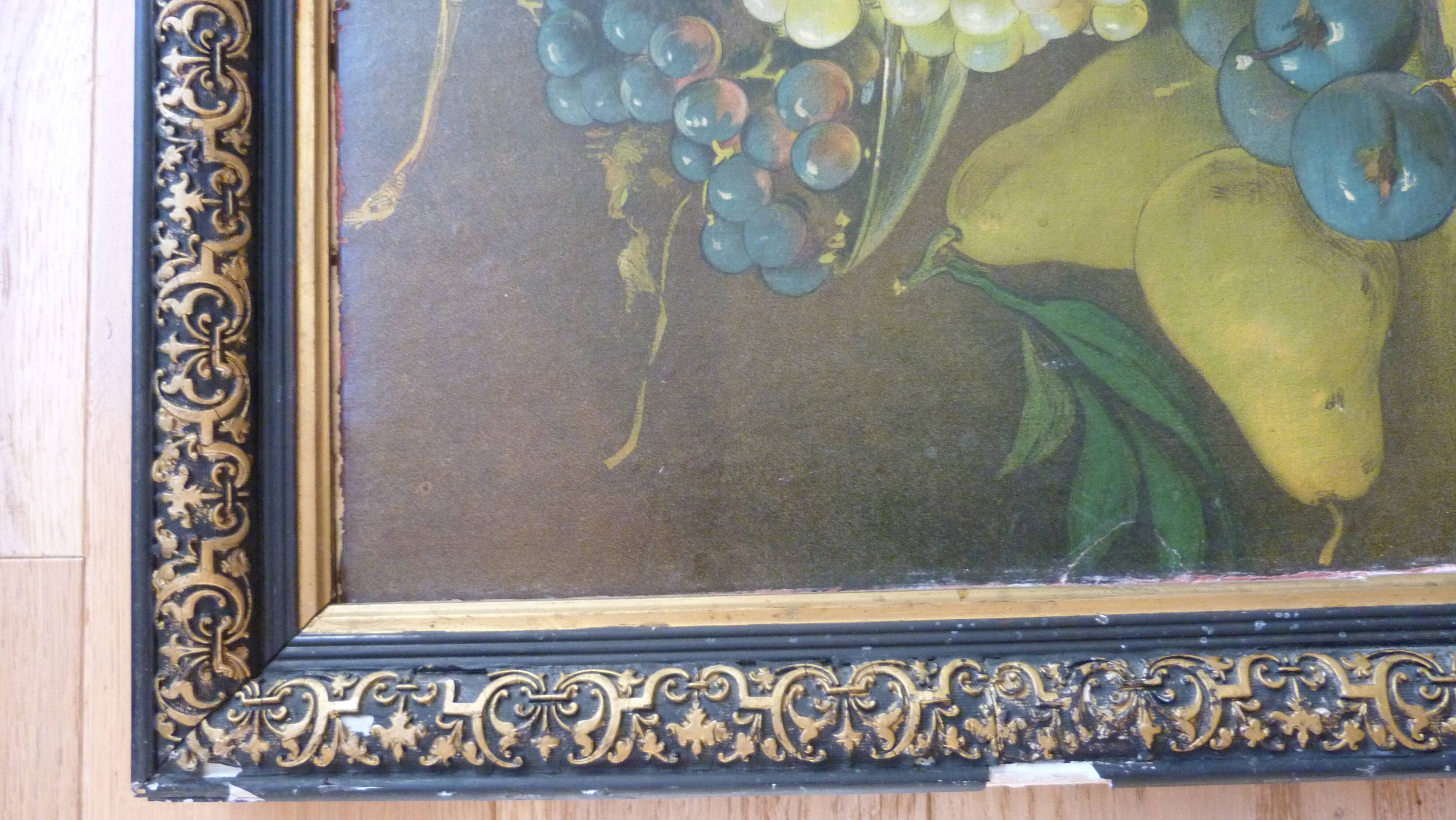 Oil on canvas still life with fruit by J. Rubel