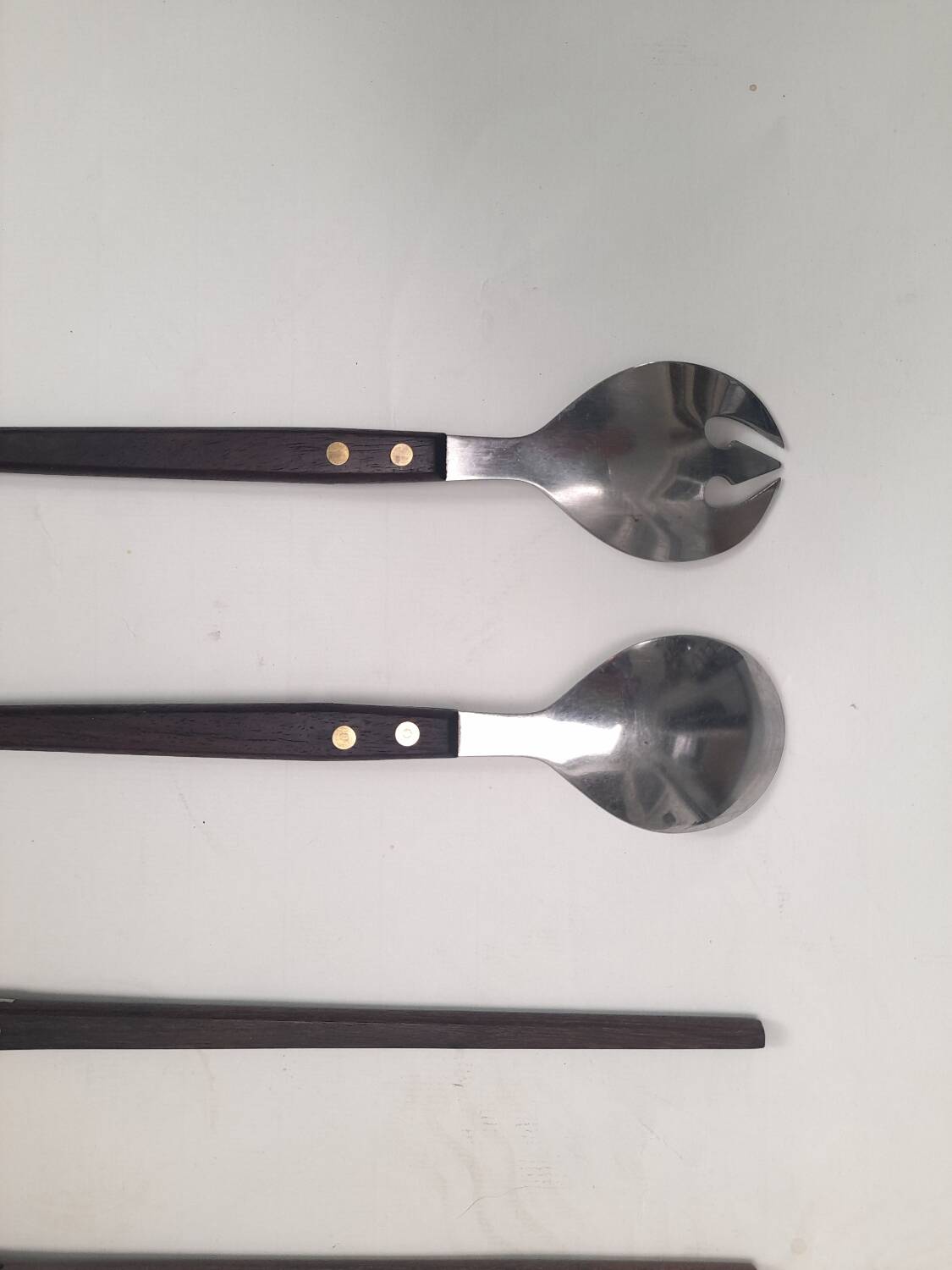 2 paires de couverts à salade teck et inox