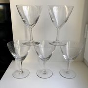 Set of 5 engraved wine glasses star model 50s
