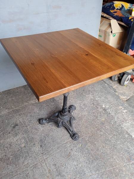 Bistro table 70/70cm solid wood top pedestal table