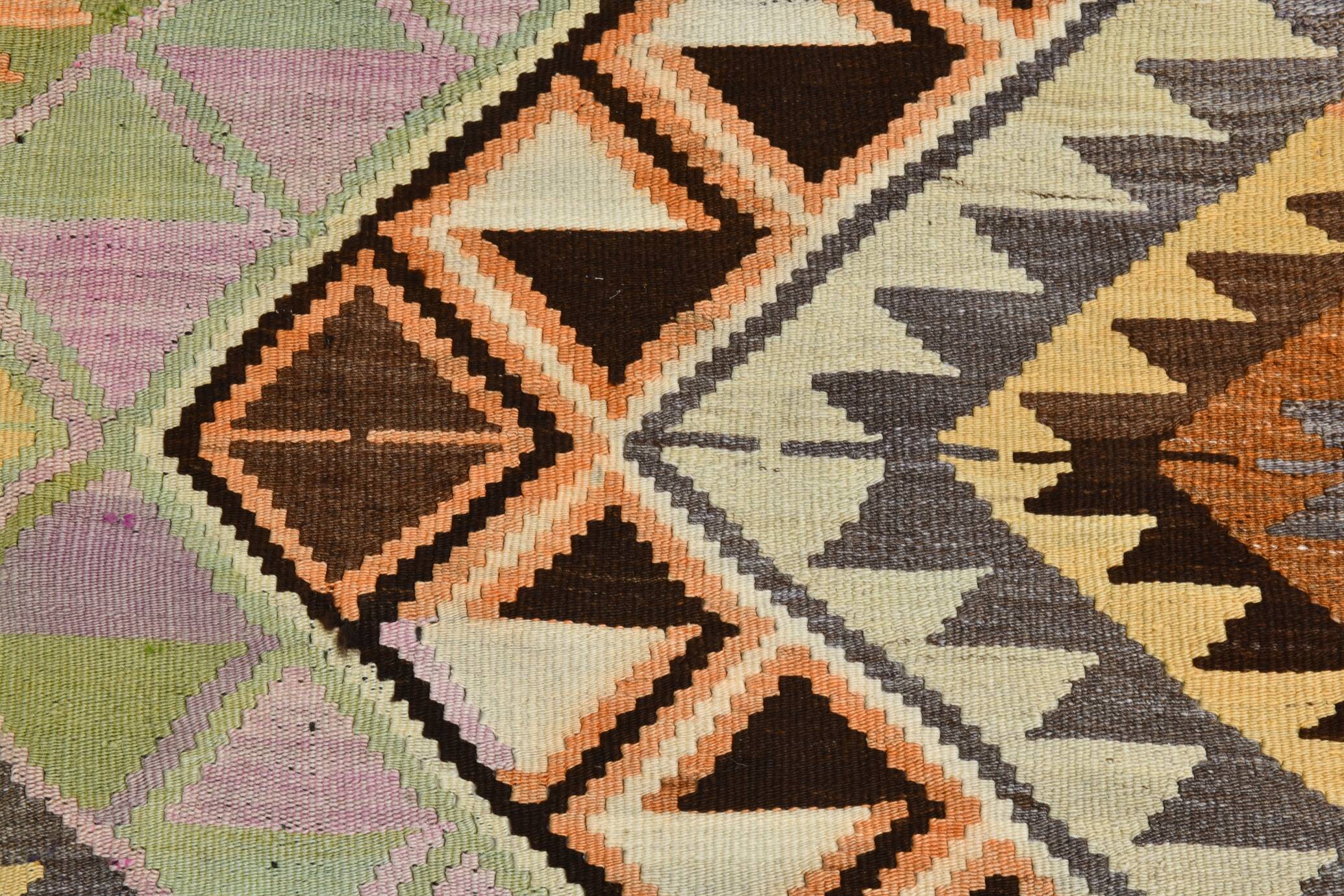 Yellow & Brown Turkish Kilim Rug, 172x284Cm