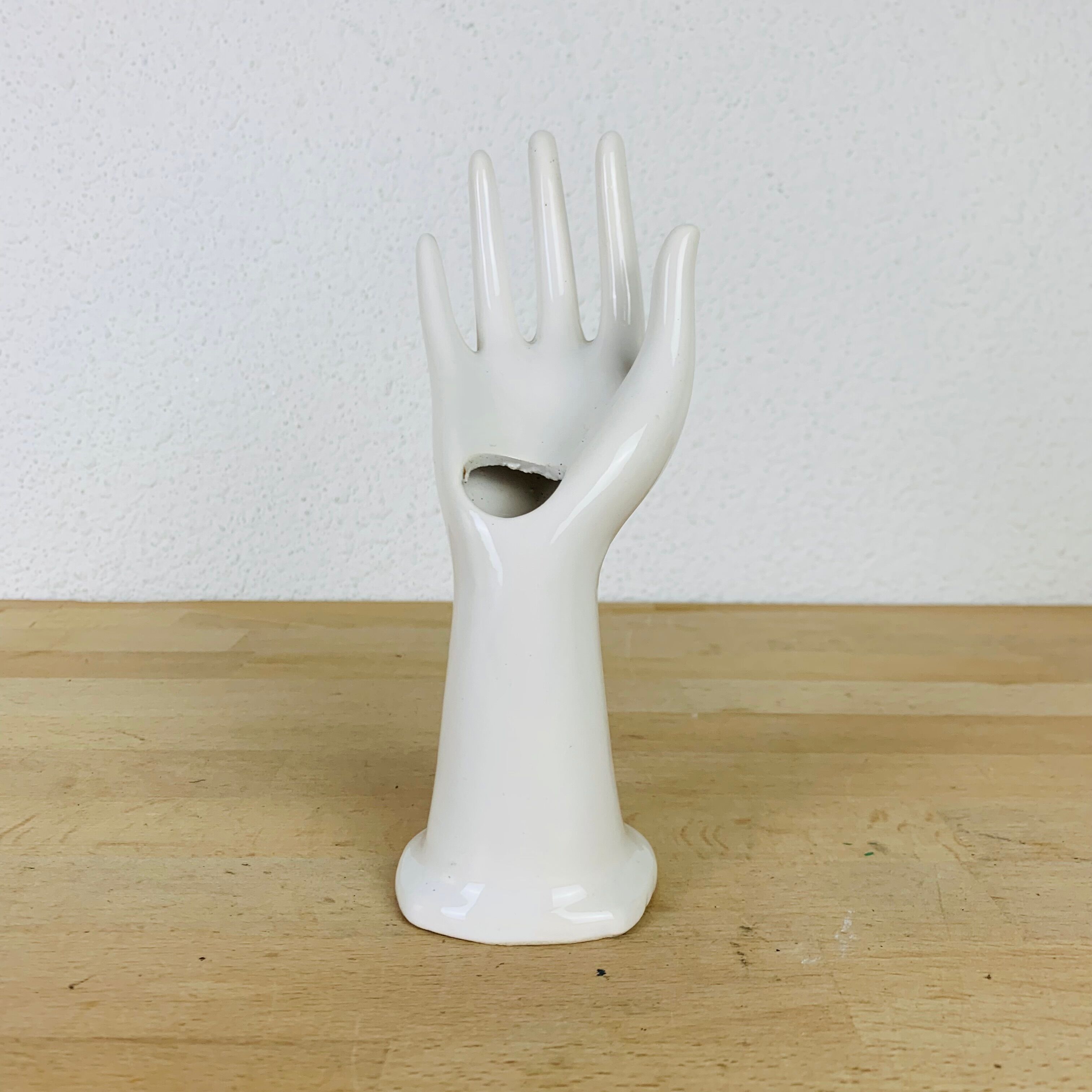 Hand ring soliflore white ceramic