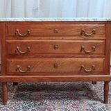 Louis XVI style chest of drawers in oak and marble top