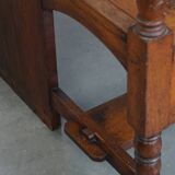 Banc ancien en bois à haut dossier – Fin XIXe / Début XXe siècle