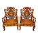 Pair of Asian armchairs in carved wood with mother-of-pearl inlays.
