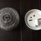Round ceiling lamp in structured glass vintage 60s-70s
