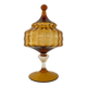 Amber glass dragée dish from Empoli, Italy - 1960s