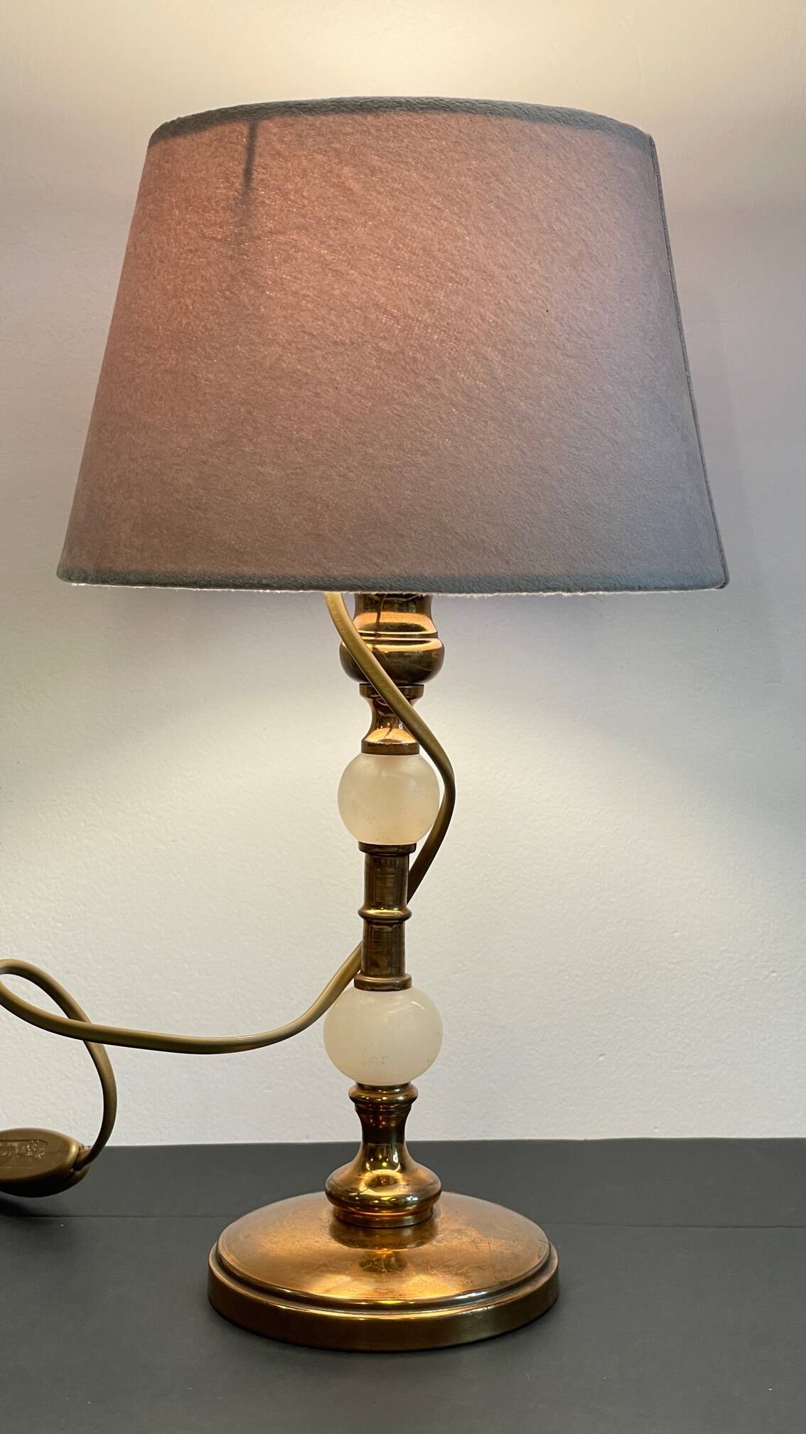 Vintage marble and velvet metal lamp