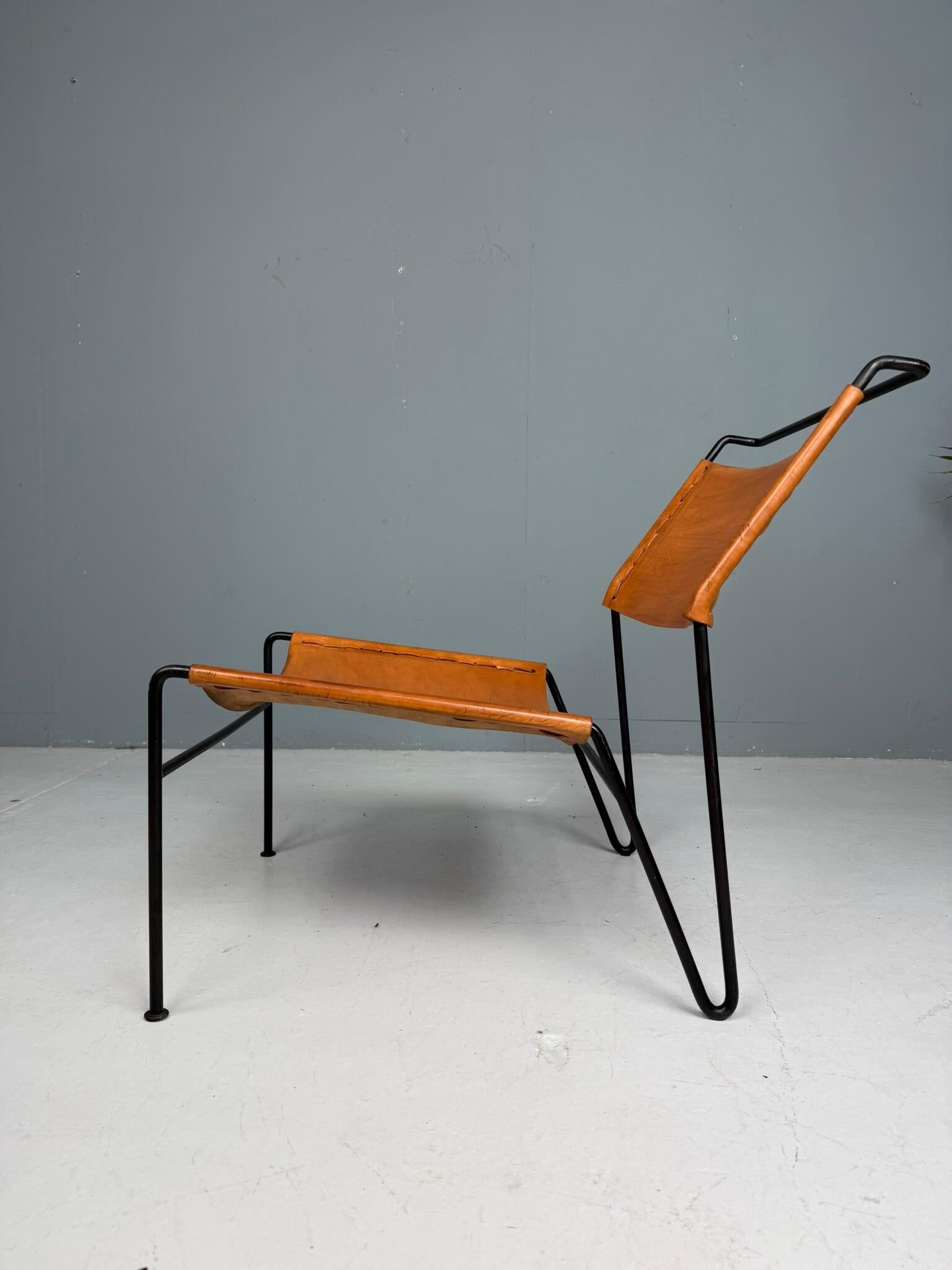 A. A. Dolleman Lounge Chair by Metz & Co, Mid-Century Leather & Metal