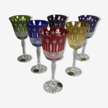 6 Rhine wine glasses Crystallerie de Lorraine model Tomy + original box SB