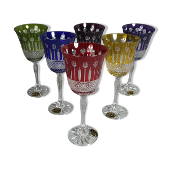 6 Rhine wine glasses Crystallerie de Lorraine model Tomy + original box SB