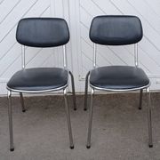 Pair of vintage faux leather and chrome chairs