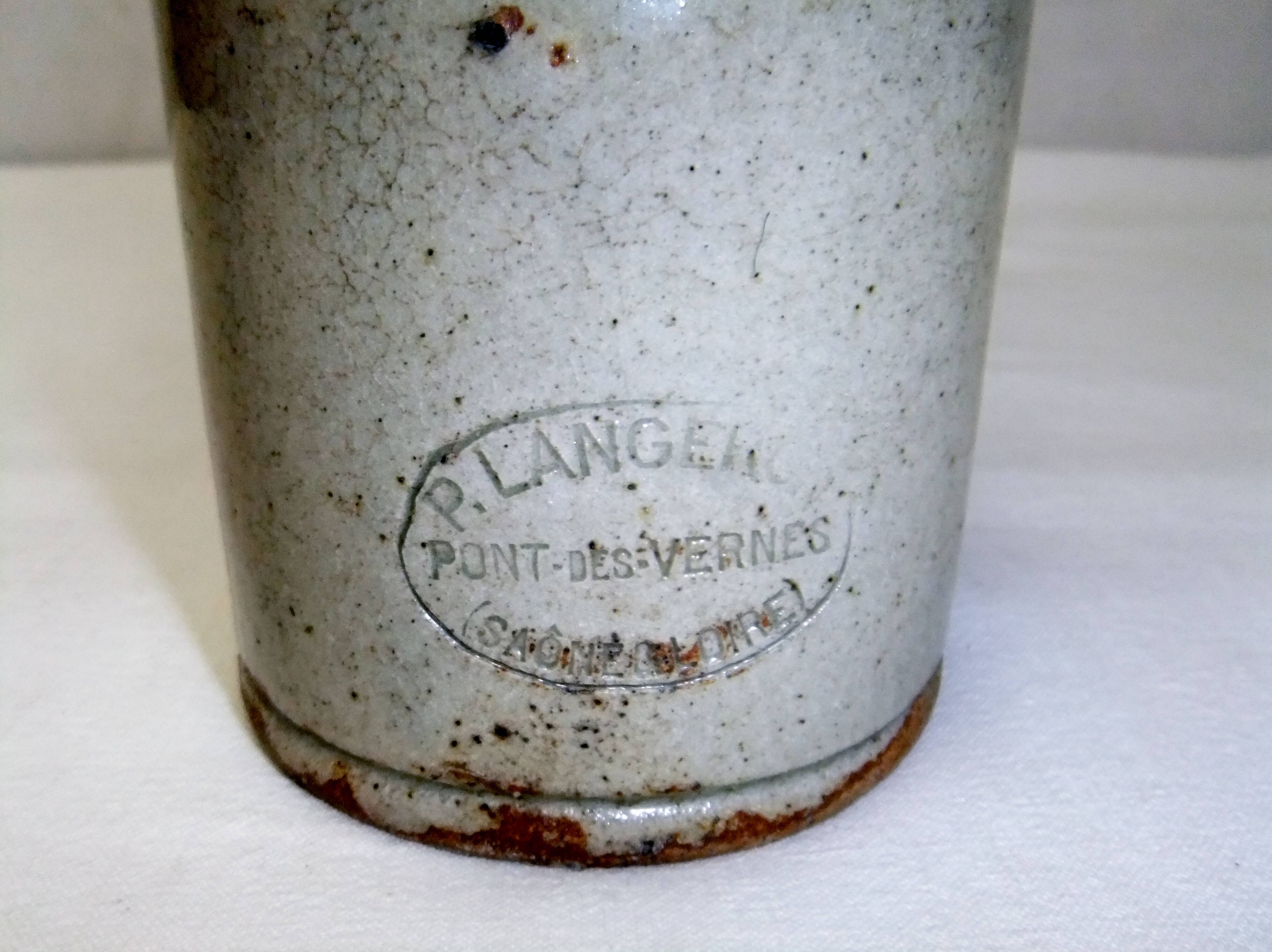 Old glazed stoneware bottle Paul Langeron Pont des Vernes collection