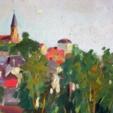 Countryside landscape oil on isorel by charley garry (1891_1973)