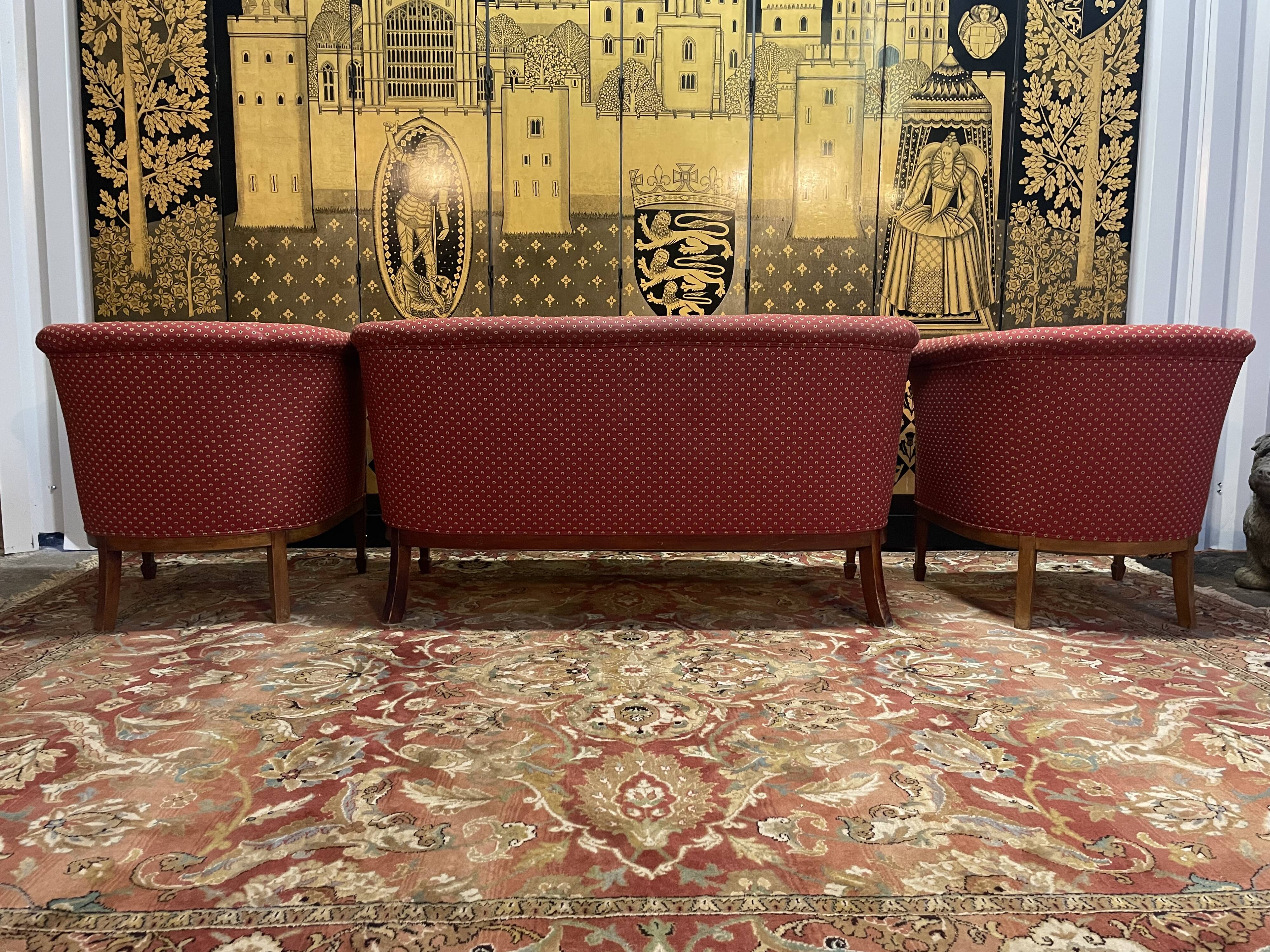 Salon époque Art Déco - Banquette et paire de fauteuils