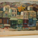 Huile sur toile suédoise originale du milieu du siècle par Bertil Wahlberg