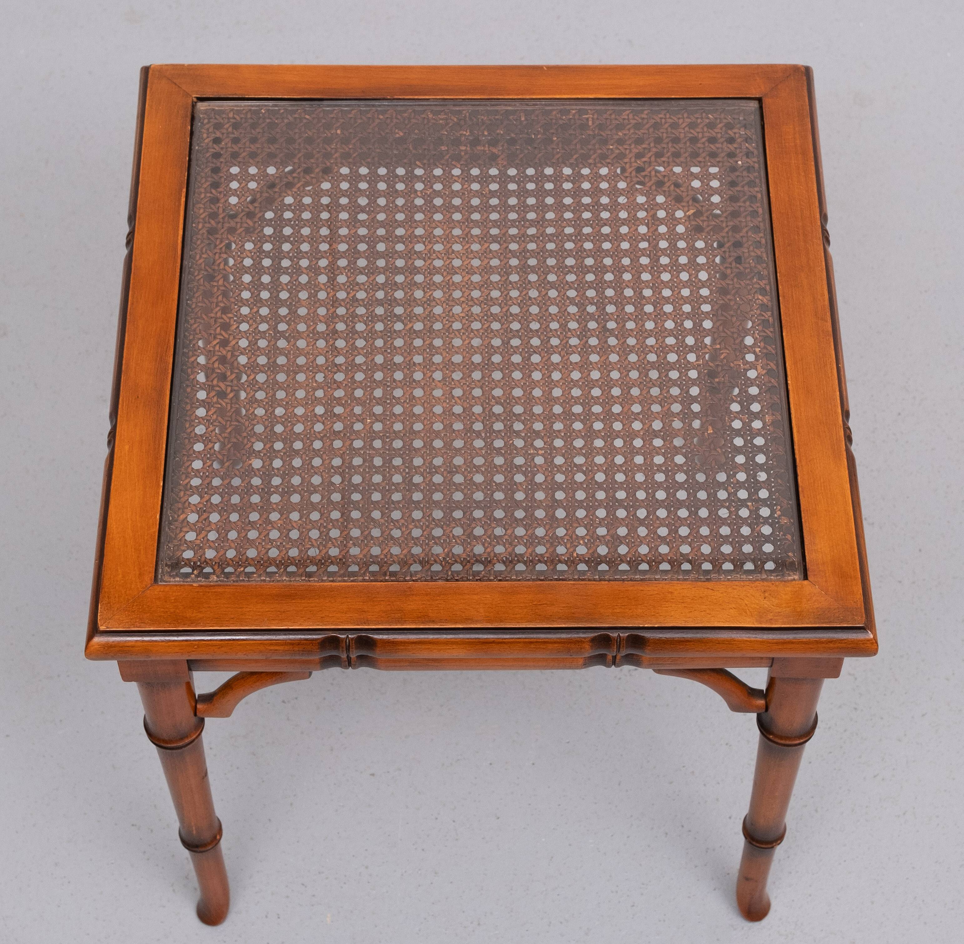 Faux Bamboo Cherry Wood sofa tables 1970s England