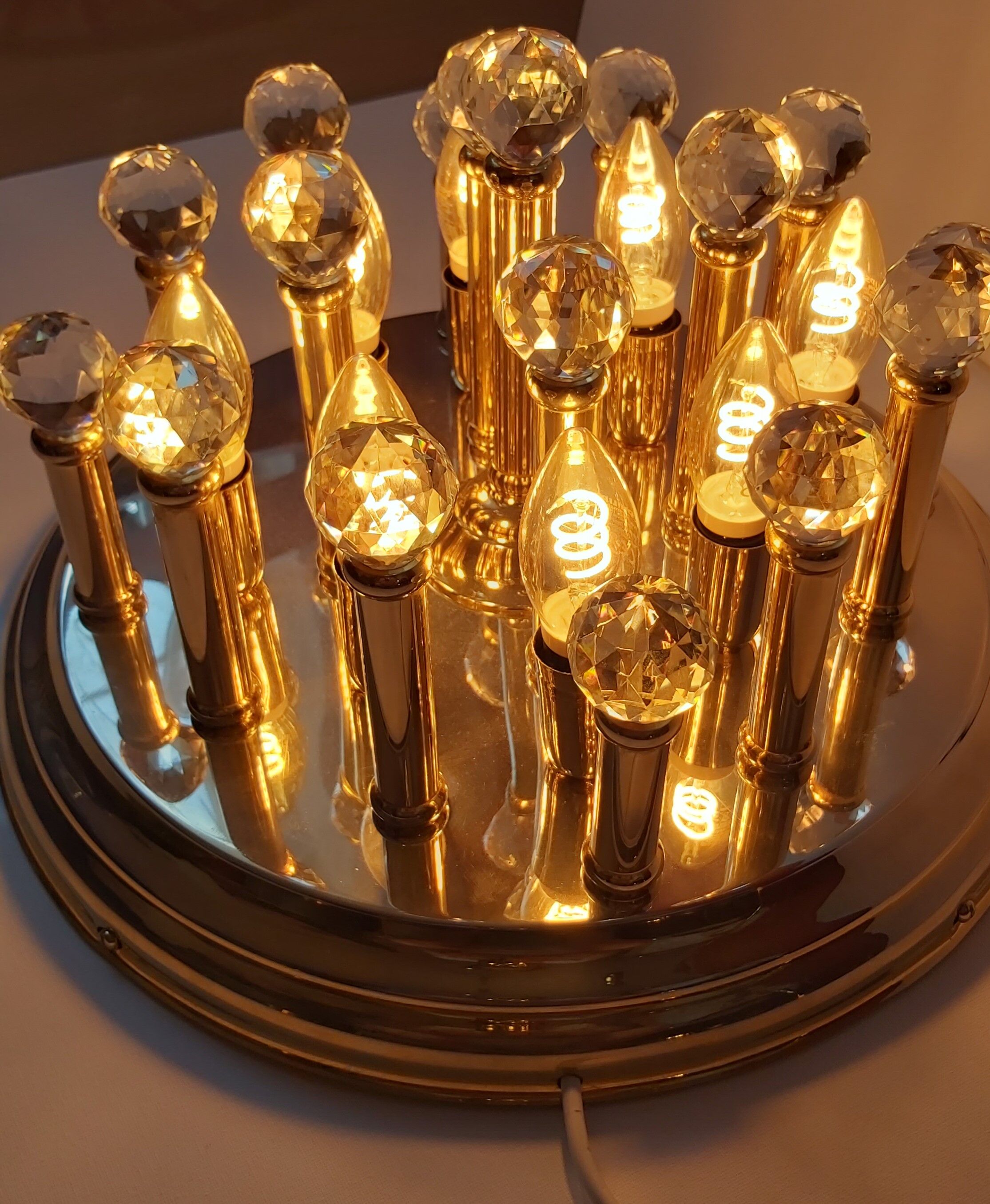 Brass plafond with Swarovski crystals, 1970s