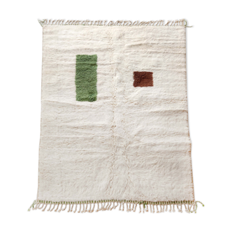 Tapis berbère marocain Beni ouarain écru à motifs colorés 239x170cm