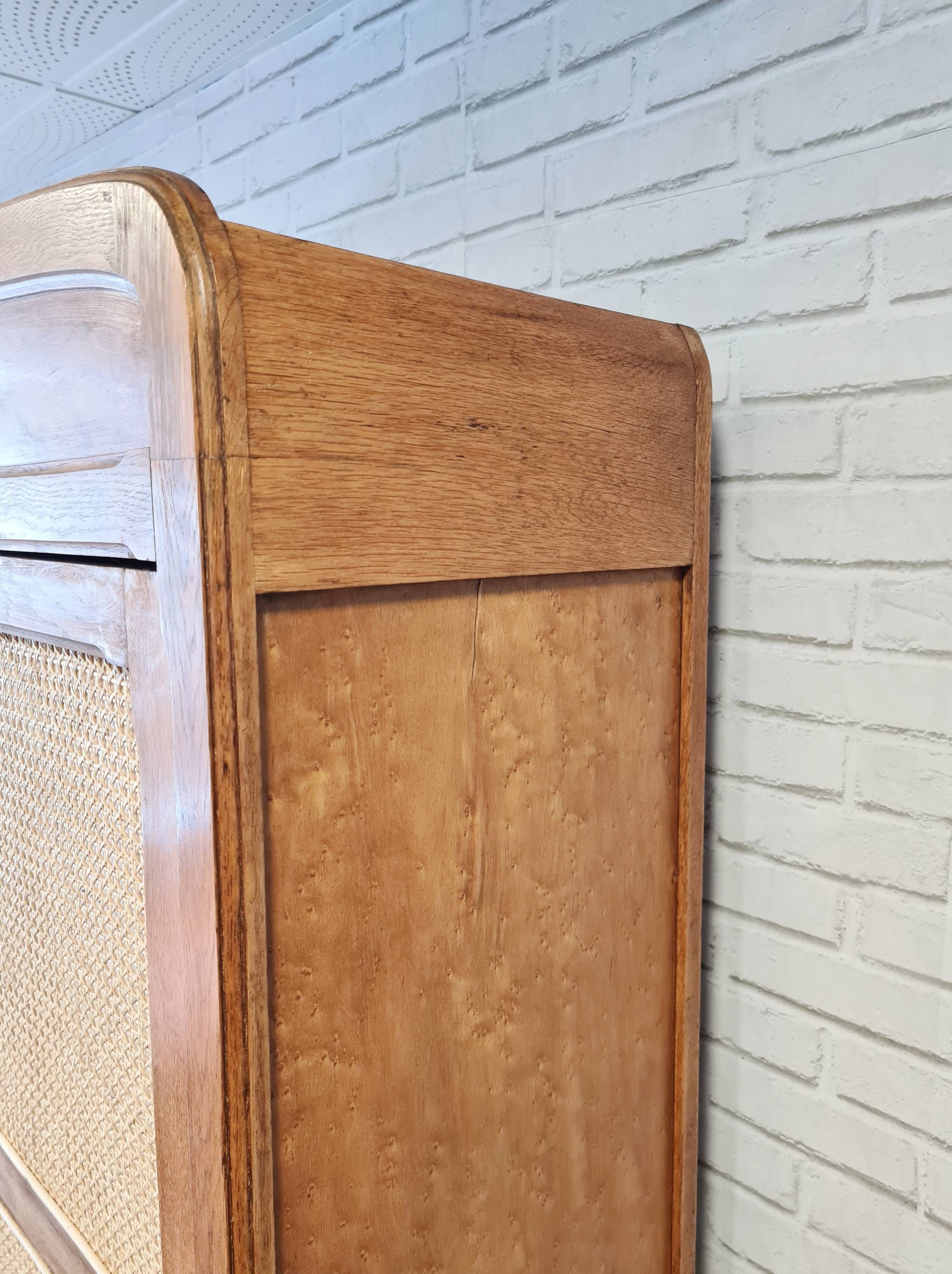 Renovated old oak cabinet, walnut magnifying glass and canning