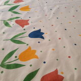 Nappe rectangulaire motifs tulipes pur coton vintage