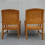 2 colonial bamboo and teak armchairs