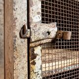 Rare French industrial military cabinet – Air Ministry, 1956 – Metal storage with oak top and wooden shelves