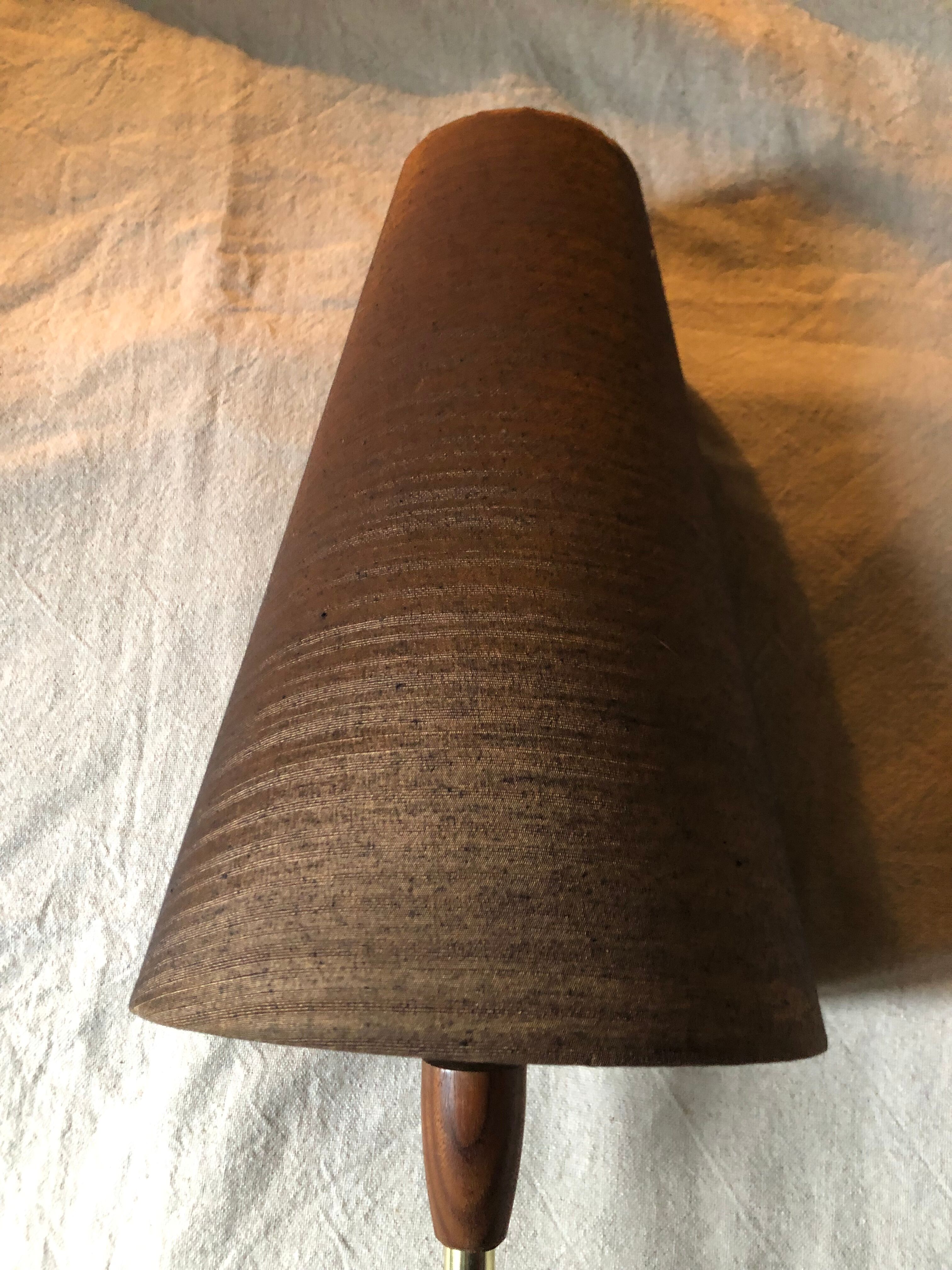 Teak and brass table lamp 60s