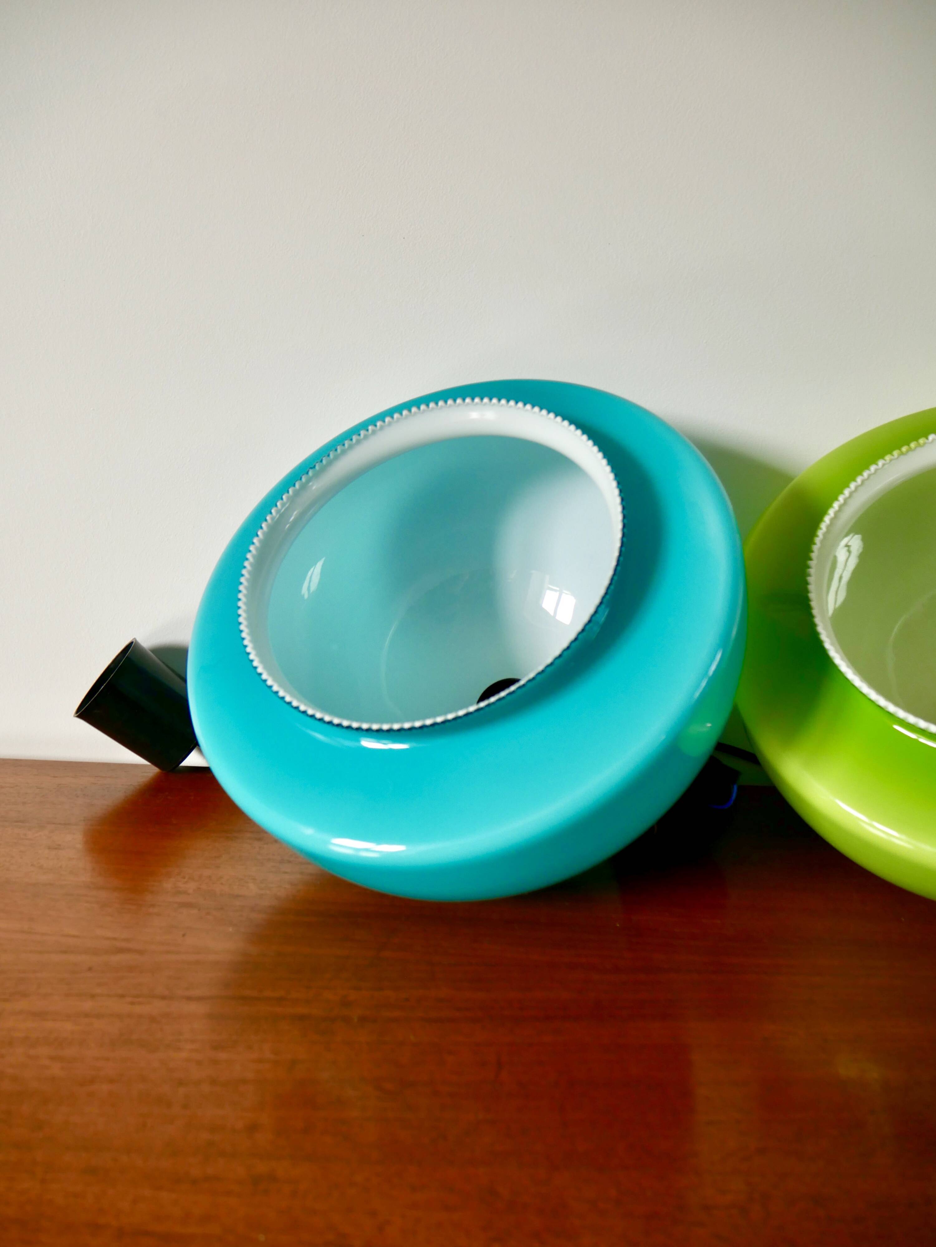 Suspension in blue opaline mushroom design 60s-70s